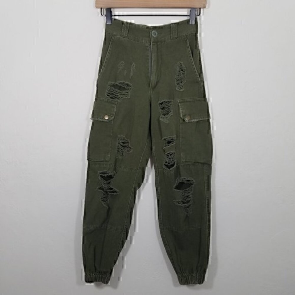 Carmar Gabby Grinded High Rise Cargo Pant Army Distressed Size 2